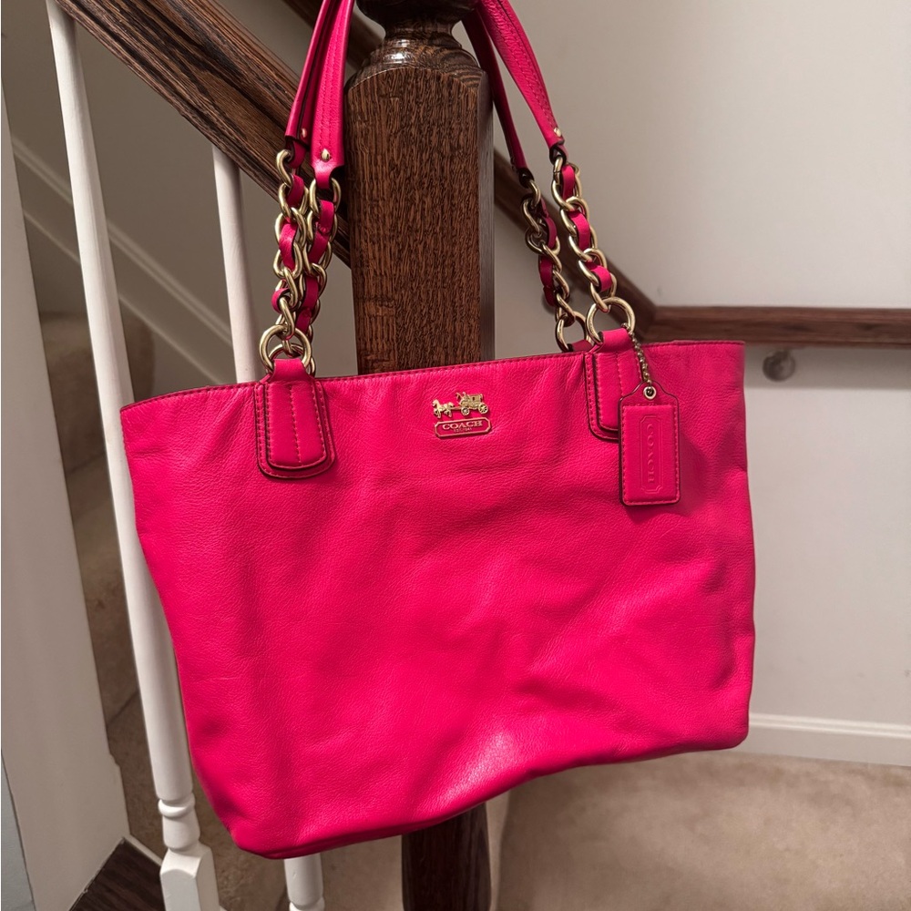 Coach Pink Tote with Gold Hardware